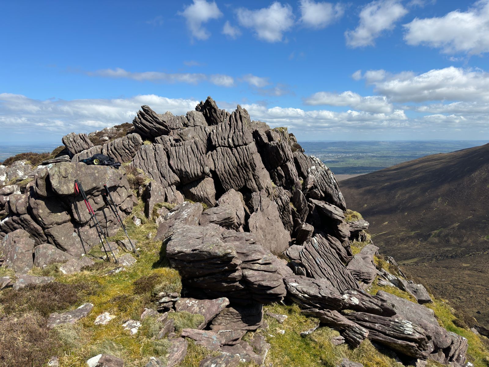 Deeply folded sandstone blocks on the high Slieve Mish ridge